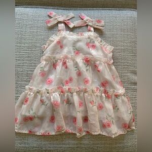 Toddler Floral Pink and White Dress - 18 months?